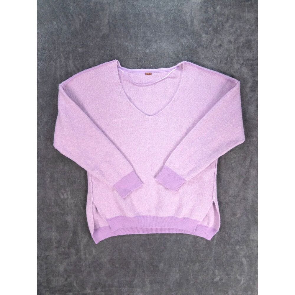 Free People Lilac V-Neck Sweater Womens Small Relaxed Oversized Soft Knit
